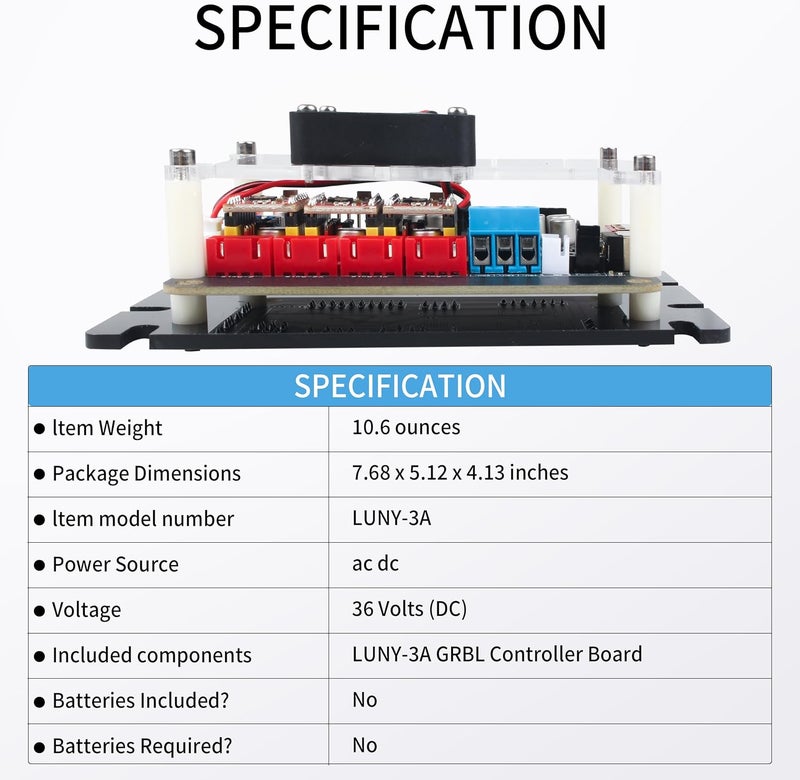 RATTMMOTOR 2-Axis 3-Axis GRBL Controller Board 36V DC Input, Support 300W/500W 48VDC Spindle Motor USB Port CNC Engraving Machine Control Board 32 bit with Cooling Fan for CNC Router Engraver Machine - Image 4